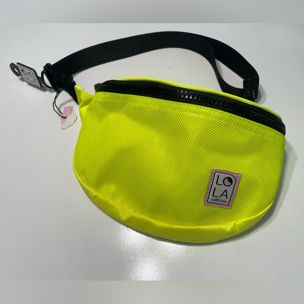 NEW LOLA California Neon Yellow Fanny Pack Nylon Sling Waist Travel Bag